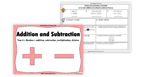 Addition And Subtraction Worksheet Maths Year 6