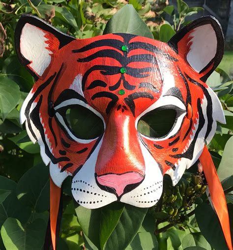 Tiger Masquerade Handcrafted Leather Mask Etsy