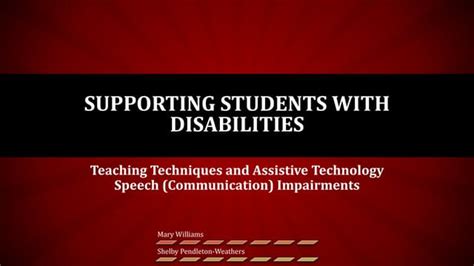 Supporting Students With Disabilities Ppt