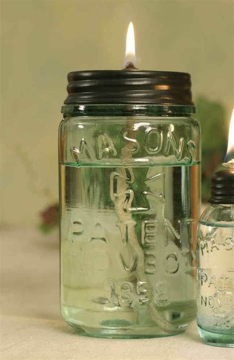 Primitive Country Mason Jar Pint Size Oil Lamp Free