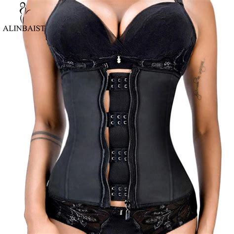 Xxs 6xl Women Latex Rubber Waist Trainer Body Shaper Hook Zipper Bustiers Waist Cincher Tops