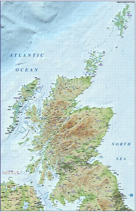 Scotland 1st Level Political Map With High Res Medium Colour Relief 1m