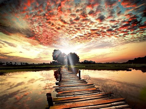 √ خلفية رائعة غروب الشمس وجسر خشبي قديم - معارض أجمل ...