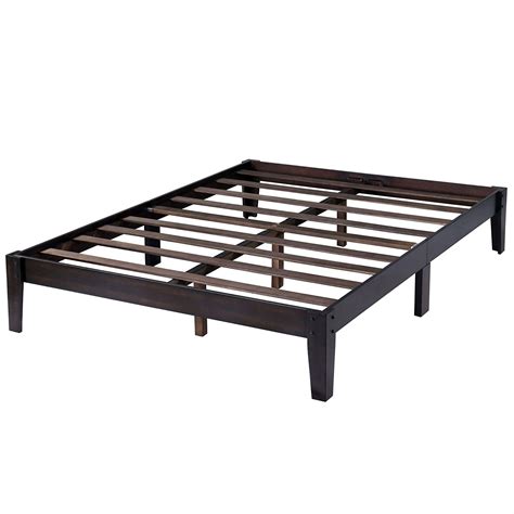 Full Size Solid Wood Platform Bed Frame In Dark Brown Finish