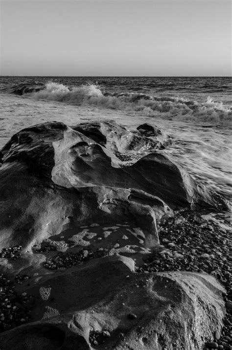 Free Images Sea Coast Rock Ocean Horizon Black And White Shore