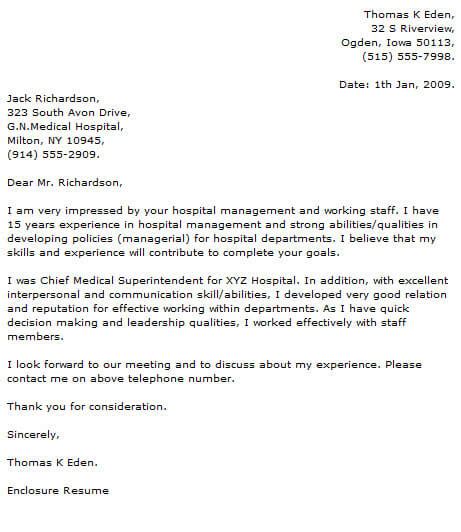 Address the letter to the attention of the hiring manager. Medical Cover Letter Examples | Cover-Letter-Now
