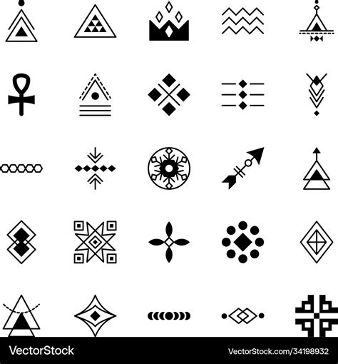 Pack Tribal Symbols Icon Royalty Free Vector Image
