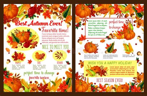 Autumn Lovely Fall Time Wishes Vector Poster Stock Vector