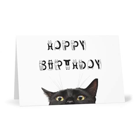 Happy Birthday Card With Cats Black Cat Birthday Card Etsy Uk