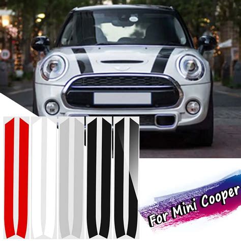 2pcs Engine Bonnet Hood Stripe Trim Sticker Decals For Mini Cooper For