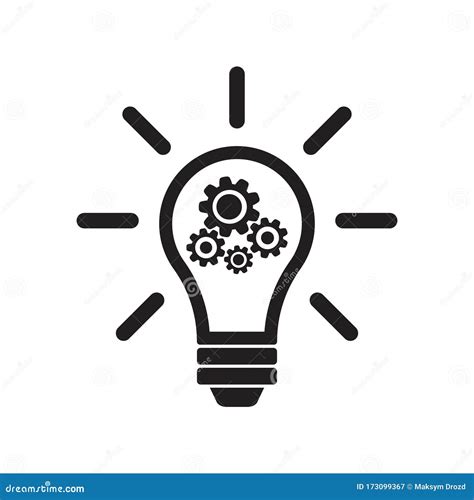 Innovation Icon In Flat Style Lightbulb With Cogwheel Vector
