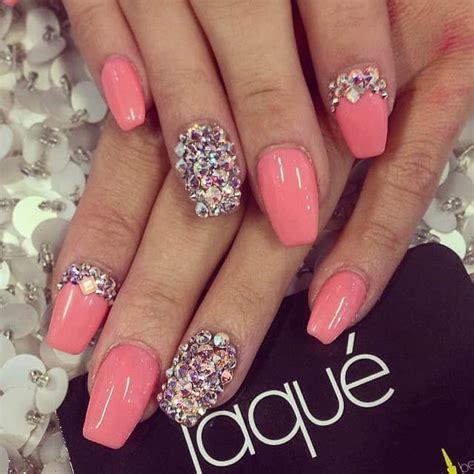 pink acrylic nails with rhinestones free shipping orders 99 earn reward simply pick up