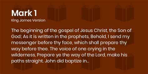 Mark 1 Kjv The Beginning Of The Gospel Of Jesus Christ The Son Of God