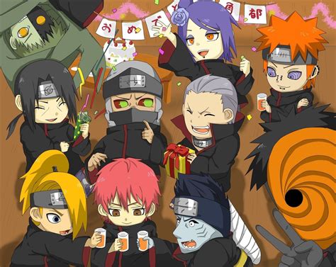 Akatsuki Chibi Naruto Mangá Colorido Personagens De Anime