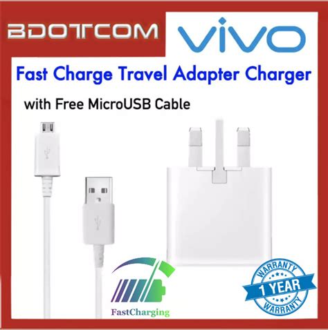 Vivo Fast Charge Travel Adapter Charger With Microusb Cable For Vivo