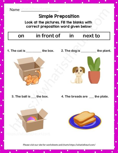 4th Grade Prepositions Worksheet