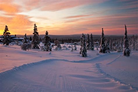 Winter Sunset In Finland Stock Image Image Of Arctic 34494863