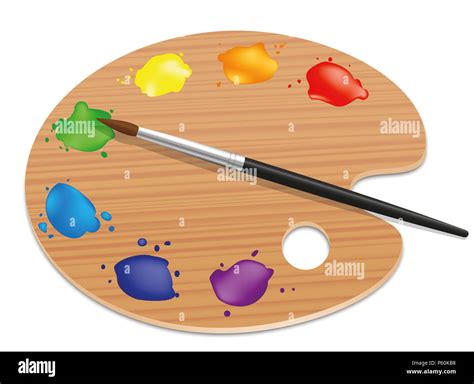 Artists Palette Painting Wood Board With Different Colors And A