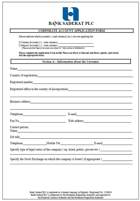 Ocbc business account application form. Bank Saderat Plc