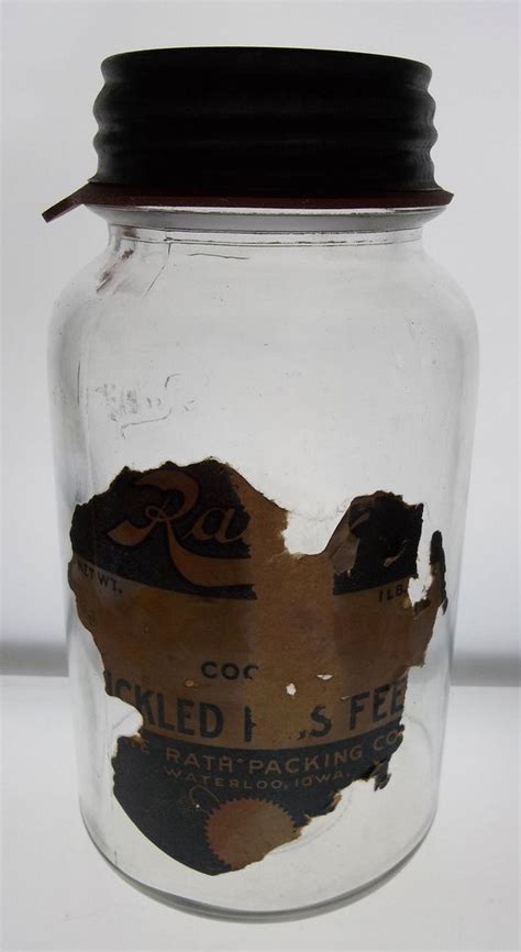 Iowa Jar Raths Pickled Pigs Feet Jar With Original Paper Label