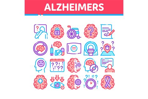 Alzheimers Disease Collection Icons Set Vector Graphic By Pikepicture