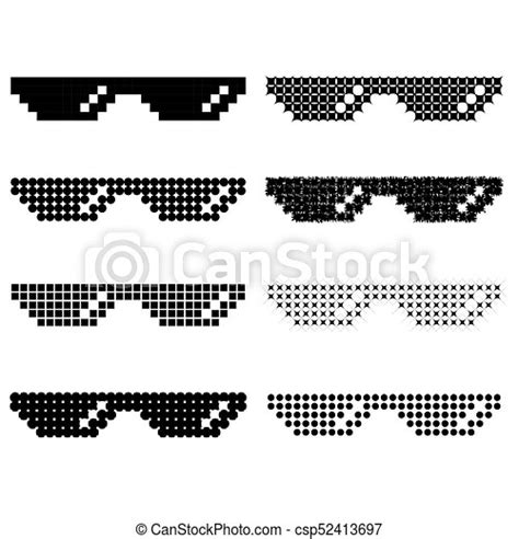 Set Of Different Pixel Glasses Isolated On White Background Canstock