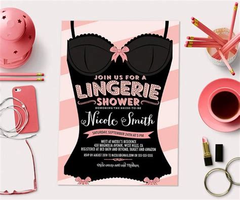 Burlesque Custom Printable Lingerie Shower Invitation Card 2396633
