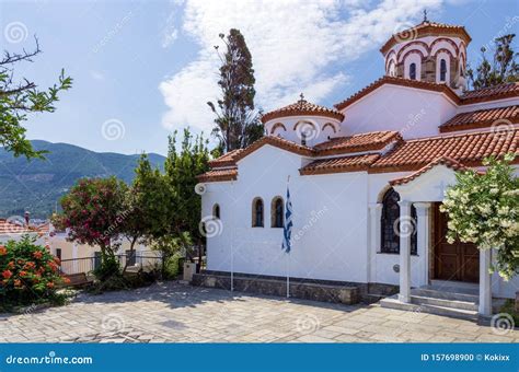Beautiful Church In The Chora Of Skopelos Island Greece Stock Photo