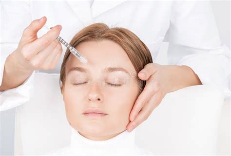 Woman Is Getting Injection Anti Aging Treatment And Face Lift Facial Skin Lifting Injection To