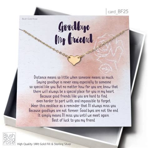 Friend Goodbye T Gold Filled Heart Necklace Going Away Etsy