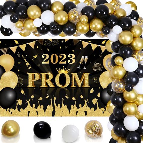 Prom Decorations For Party 2023 Black And Gold Prom Balloon Arch Kit