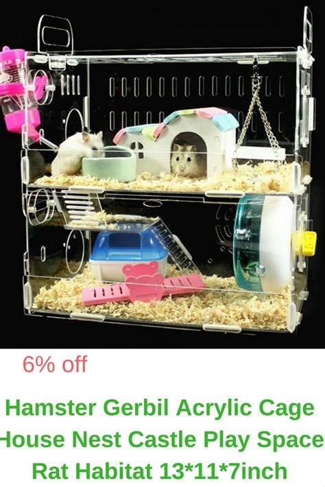 Hamster Gerbil Acrylic Cage House Nest Castle Play Space Rat Habitat Inch Cool Hamster