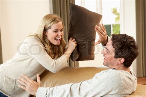 Young Couple Having Fun Laughing On Stock Image Colourbox