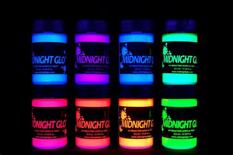 Midnight Glo Uv Paint Acrylic Black Light Reactive Bright