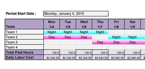 8 Hour Shift Schedule Template Addictionary