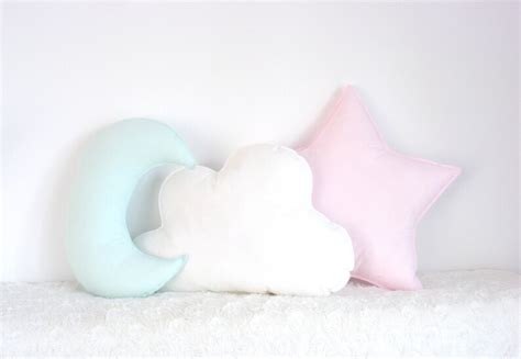 Pillow Set Of 3 Moon Pillow Cloud Pillow Star Cushion Pastel Etsy