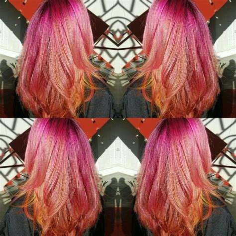 Magenta Shadow Base And Tone With Neon Lowlights Obsessed Hairbyraq Tigereyehair Uvhair