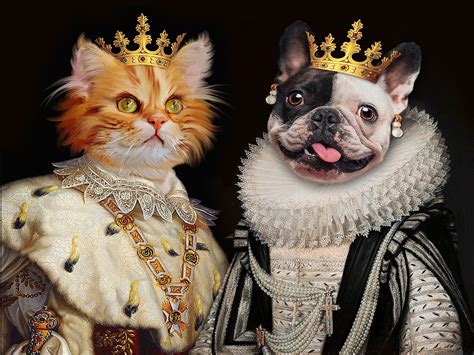 Double pet portrait on commission,Cat portrait,Dog portrait,Custom Pet portrait,Historical ...