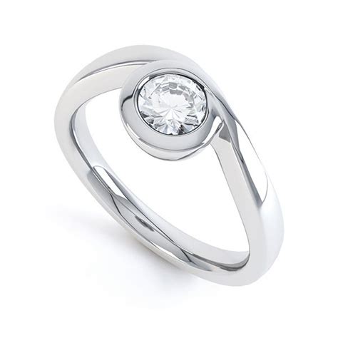 Asymmetrical Full Bezel Diamond Engagement Ring