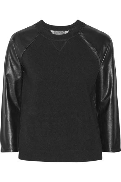 Reed Krakoff Leather Paneled Cashmere Wool And Silk Blend Top NET A PORTER COM