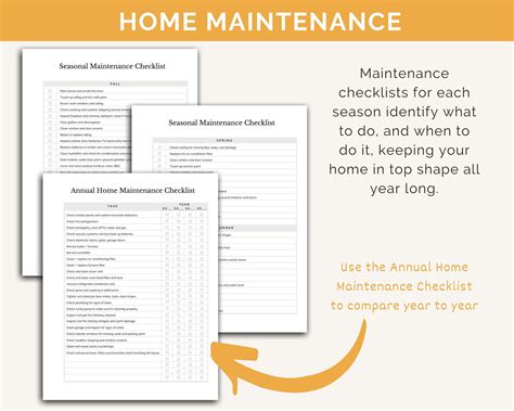Home Maintenance Checklist Cleaning Schedule Checklists Home Etsy