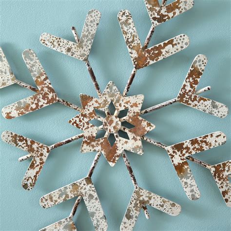 Set Of Two Distressed Metal Snowflakes Ctw Home Collection