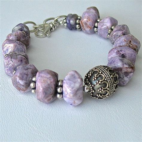 Chunky Purple Bead Bracelet For Women Adjustable Handmade Etsy