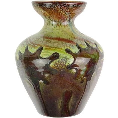 Murano Opalescent Red Blue Orange Yellow Rainbow Italian Art Glass Flower Vases For Sale At 1stdibs