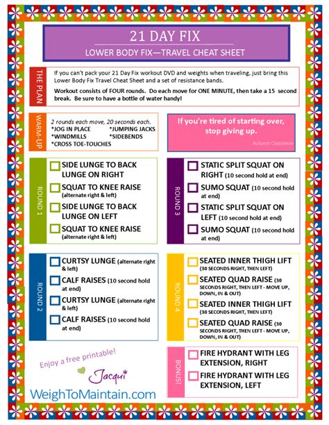 21 Day Fix Workout Schedule Printable Pdf