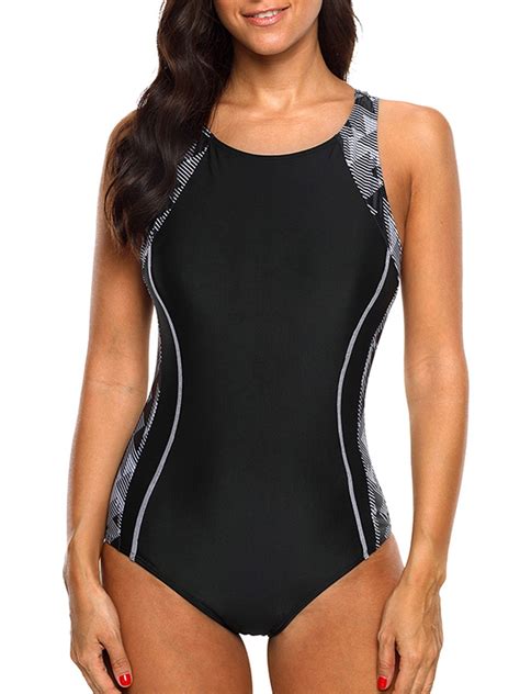 Charmo Women S One Piece Athletic Racerback Swimsuit Slimming Bathing Suit Walmart Com