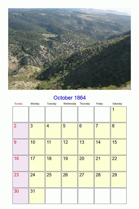 October 1864 Roman Catholic Saints Calendar