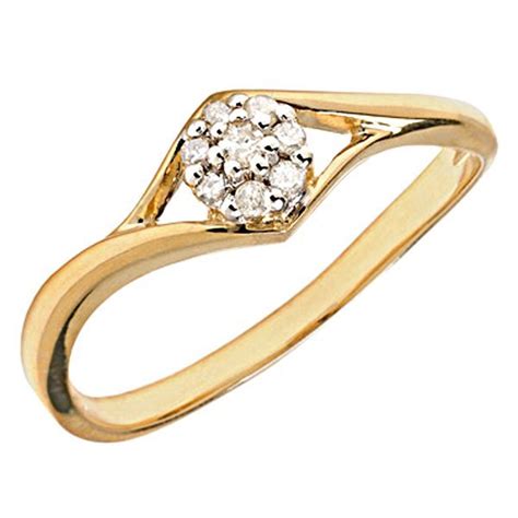 14k Solid White And Yellow Gold Promise Rings With Beautiful Genuine