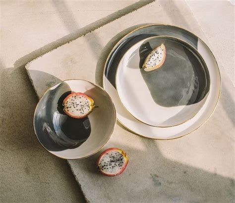 Handmade Ceramic Plates Set Hand Painted Pottery Dinnerware Ombre