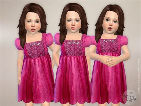 Embellished Lace Tulle Dress Found In Tsr Category Sims 4 Toddler